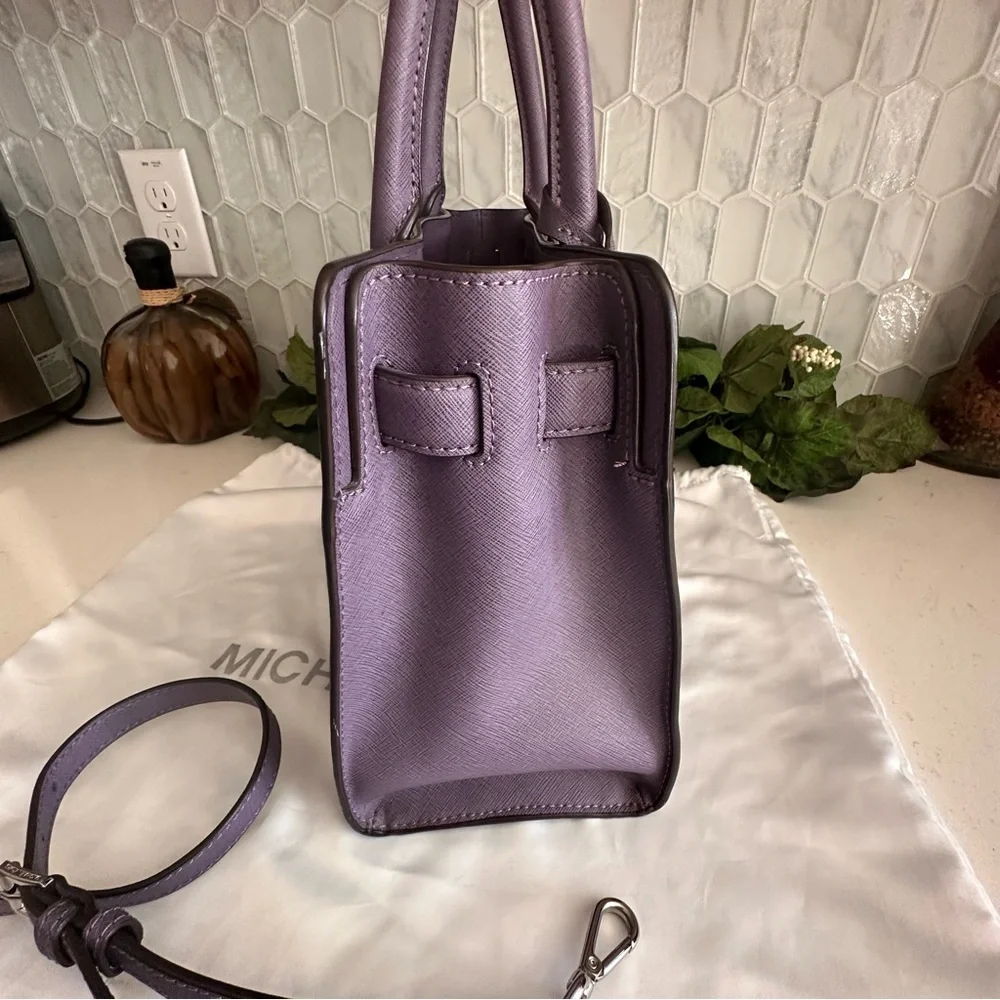 Michael Kors Lavender Saffiano Leather Satchel Bag With Detachable Strap & Dust - Picture 11 of 16